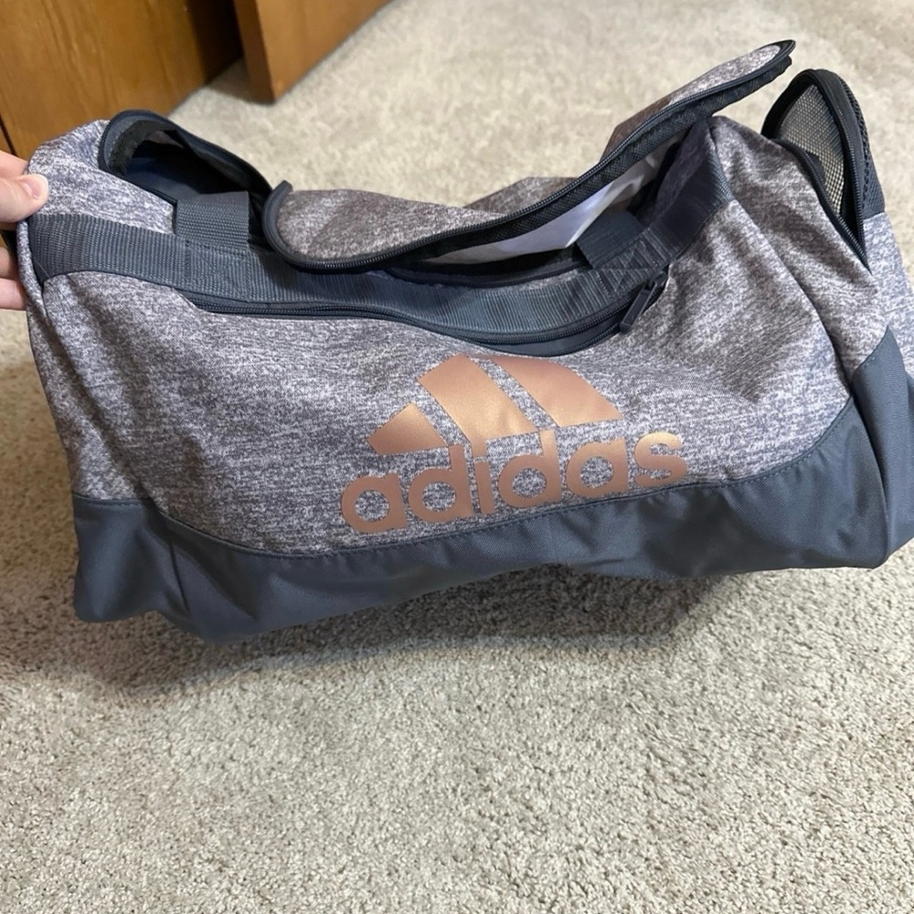 Adidas Heather Gray and Bronze Duffel Bag